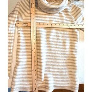 Stefanel Ivory Beige Stripe Italian Yarn Wool Blend XS Roll Neck Sweater